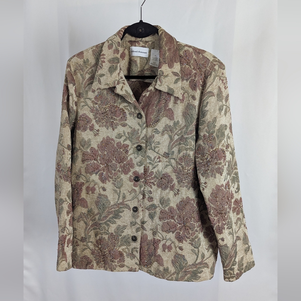 Vintage Alfred Dunner floral beaded tapestry jacket